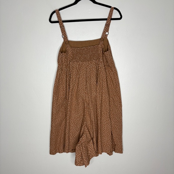 Anthropologie Maeve Sleeveless Square Neck Babydoll Romper Cotton Brown Size L - Picture 11 of 11